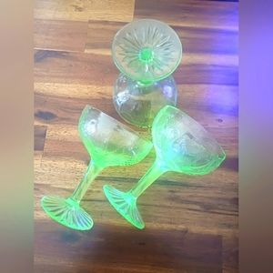 Lot of 3 piece Uranium Glass
